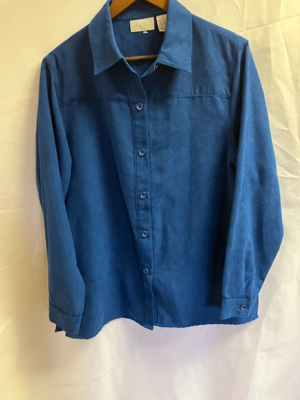Studio Works Deep Blue Suede-Look Button Shirt